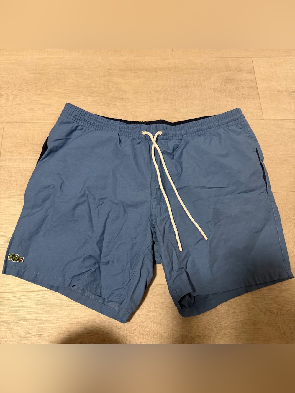 New Lacoste Slate Blue Swim Trunks with Drawstring Size L